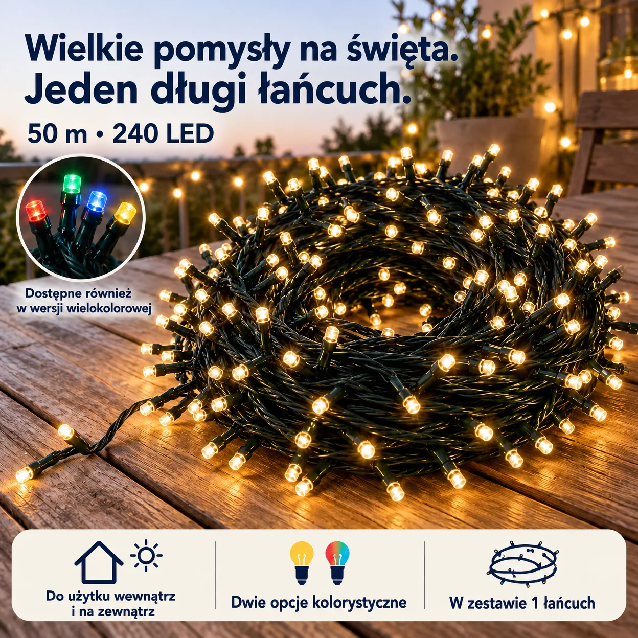 Łańcuch świetlny 50mLL na święta