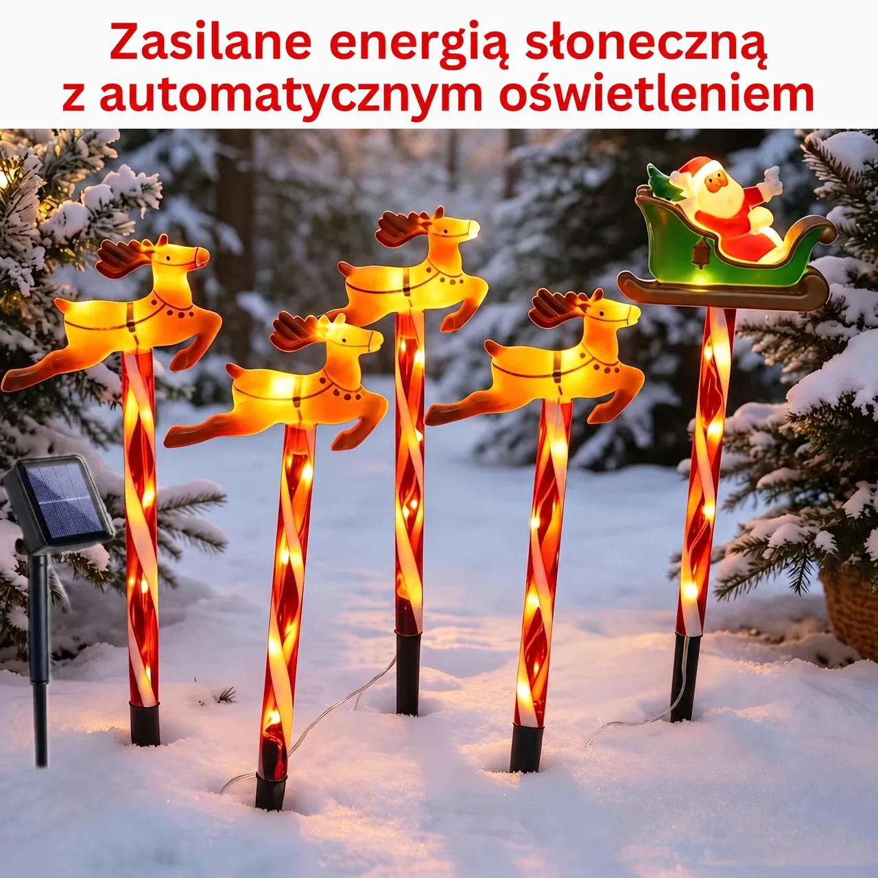 Bożonarodzeniowa dekoracja ogrodowa ze Świętym Mikołajem i reniferami, ReinDeers - Image 7