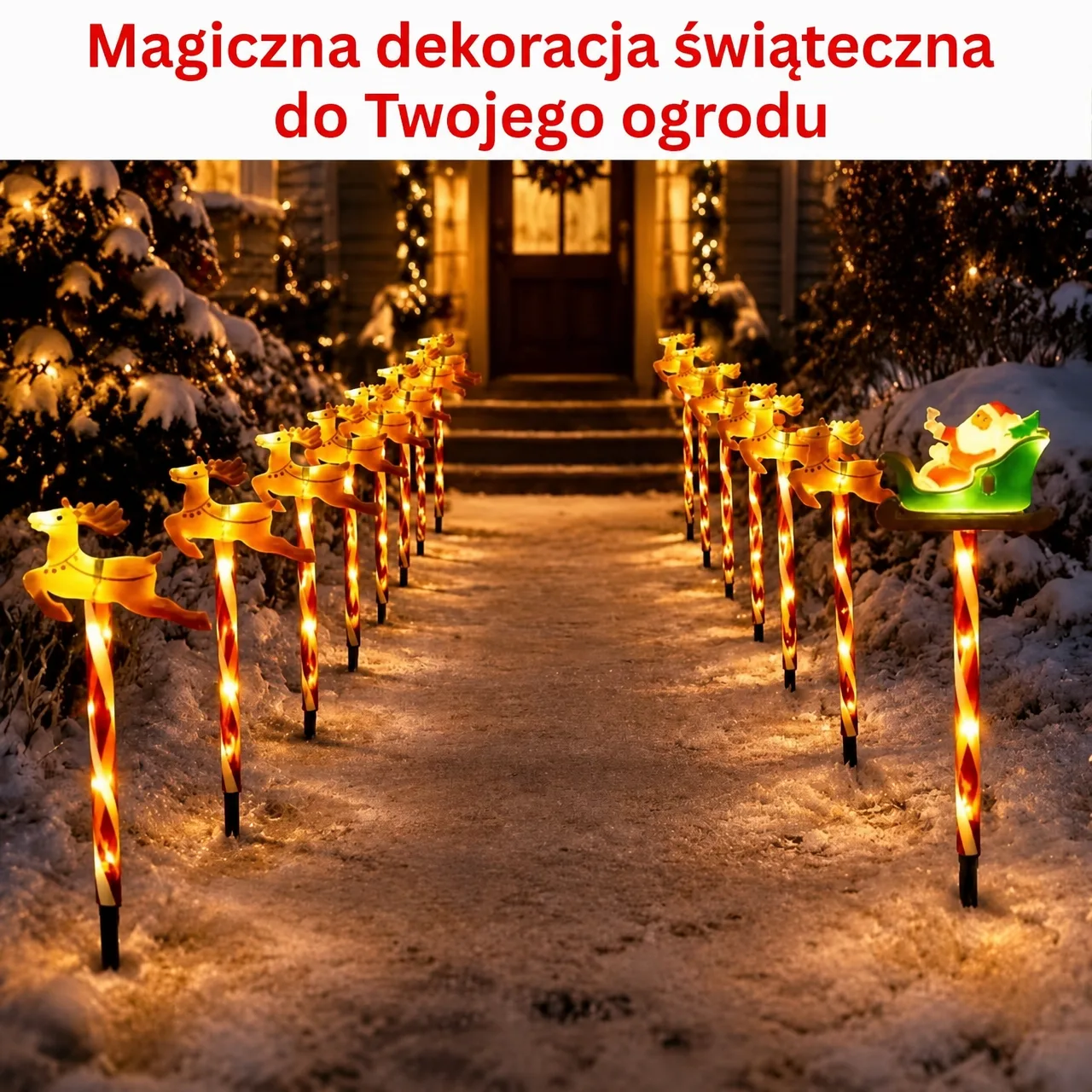 Bożonarodzeniowa dekoracja ogrodowa ze Świętym Mikołajem i reniferami, ReinDeers - Image 6