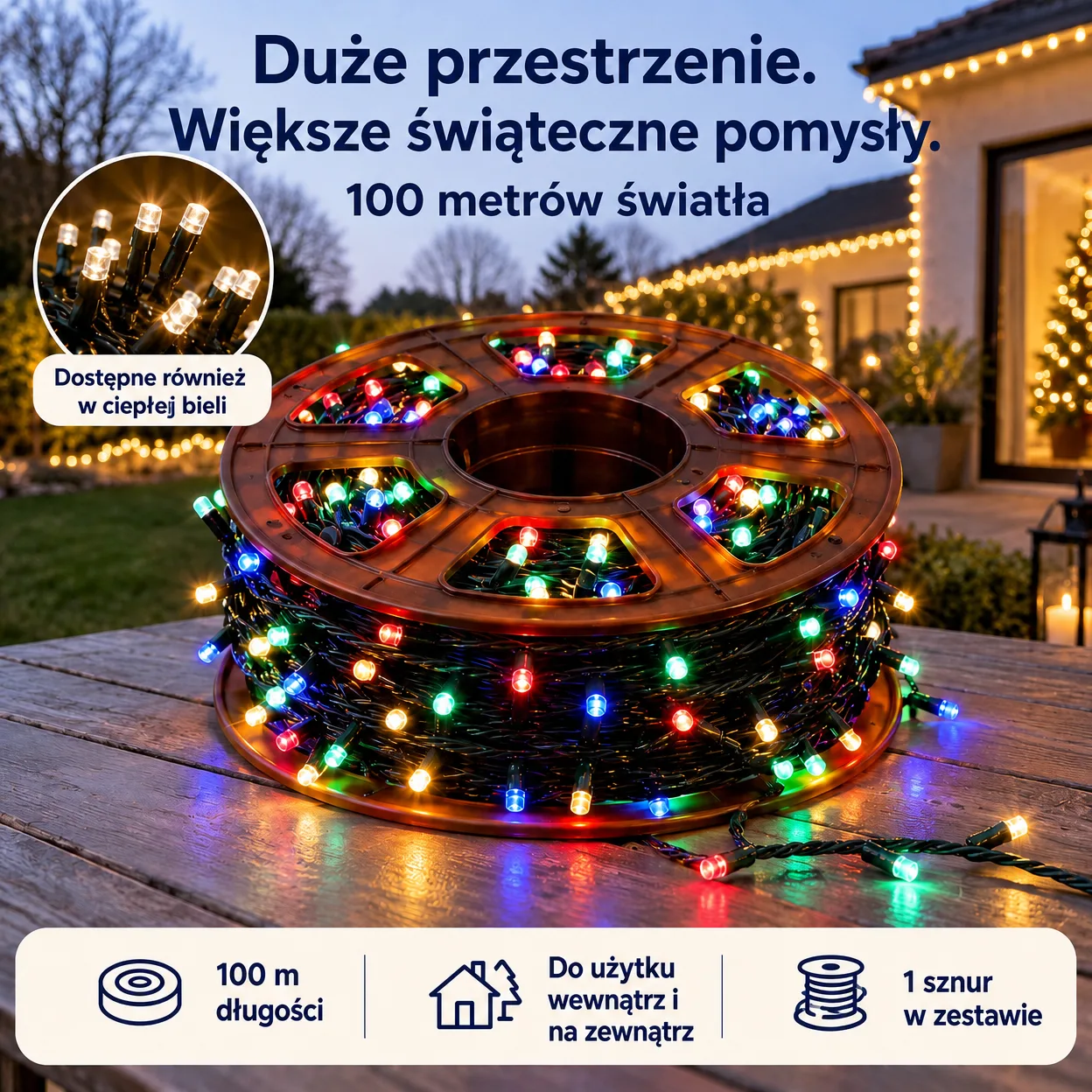 Łańcuch świetlny 100mLL na święta - Image 1