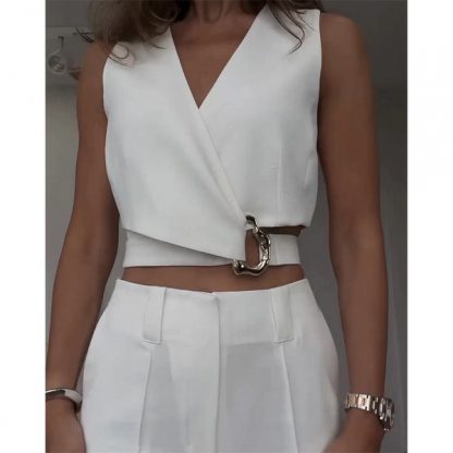 BELKOMPL-SIV-L/XL, Elegancki biały top o unikalnym wzornictwie - Image 3