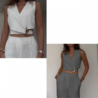 BELKOMPL-SIV-S/M, Elegancki biały top o unikalnym designie - Image 2