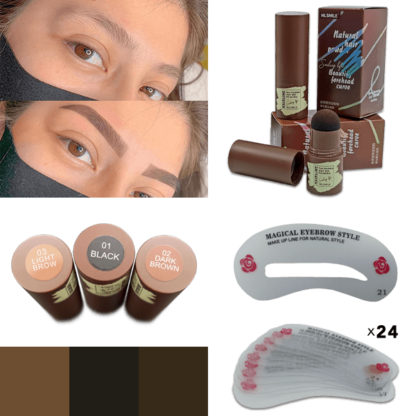 BROWSTAMP-TR, Zestaw do stylizacji brwi z szablonami i pigmentem - Image 3