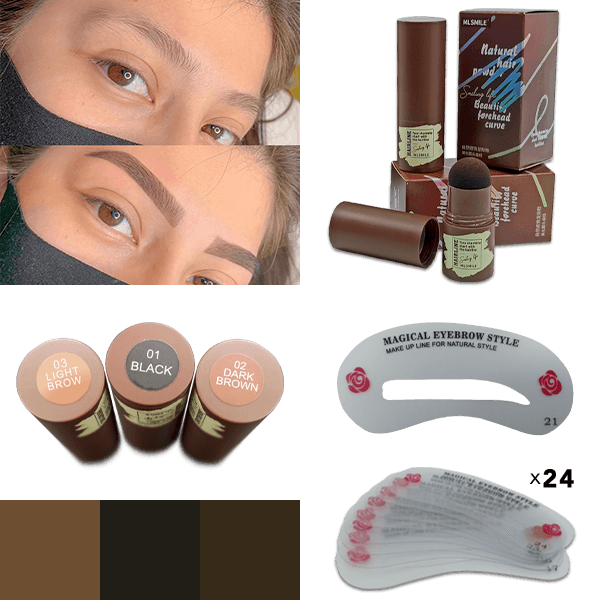 BROWSTAMP-TR, Zestaw do stylizacji brwi z szablonami i pigmentem - Image 7