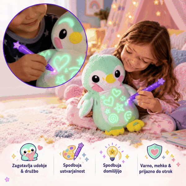 Świecący w ciemności pluszowy pingwin BestFriend - video