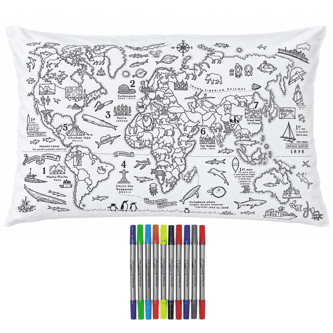 Pokoloruj swoją poduszkę – mapa świata, ColoringPillow - Image 2