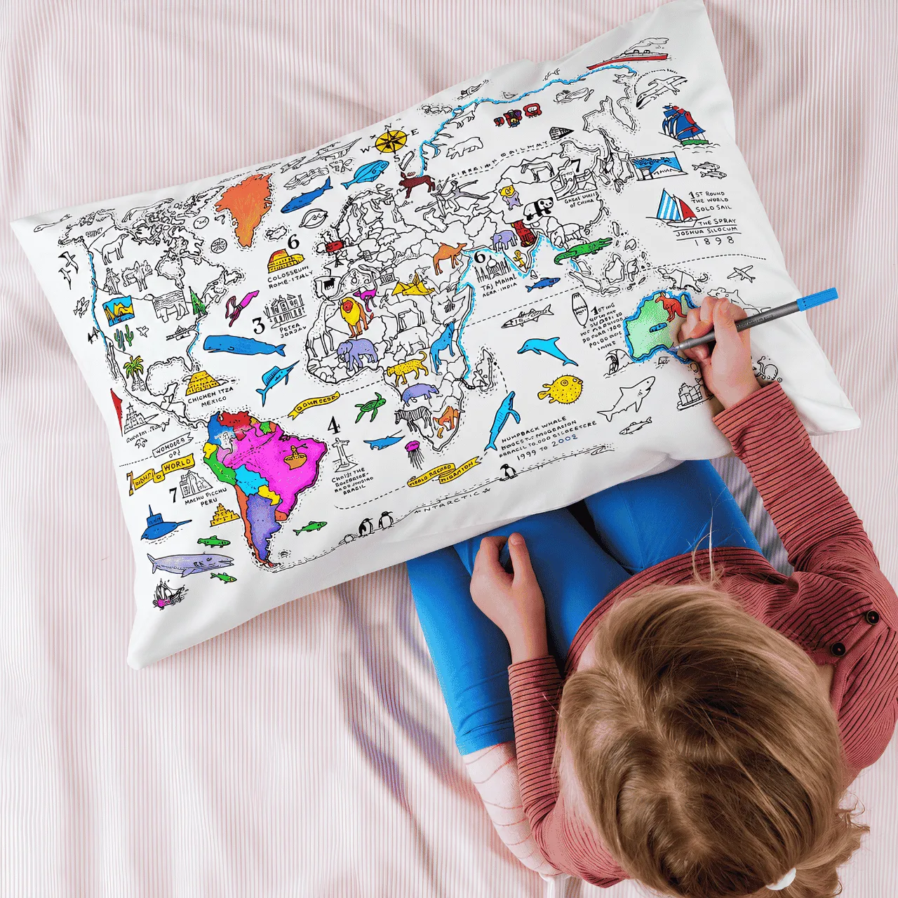 Pokoloruj swoją poduszkę – mapa świata, ColoringPillow - Image 4