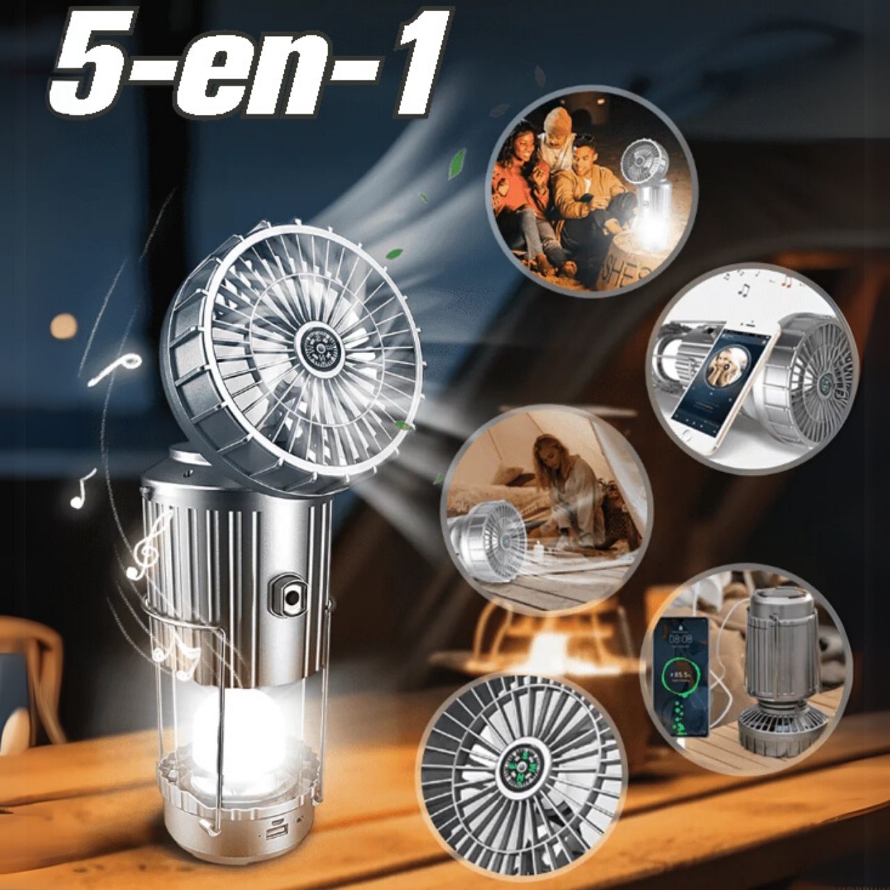 Fan, wielofunkcyjna lampa LED 5 w 1 z wentylatorem - Image 1