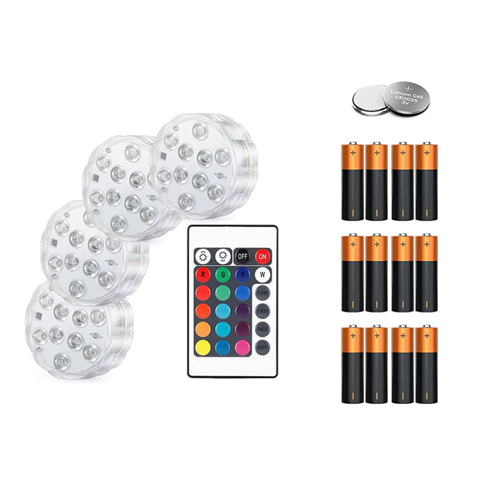 GlowBundle, 4 wodoodporne światła LED + zestaw baterii - Image 1