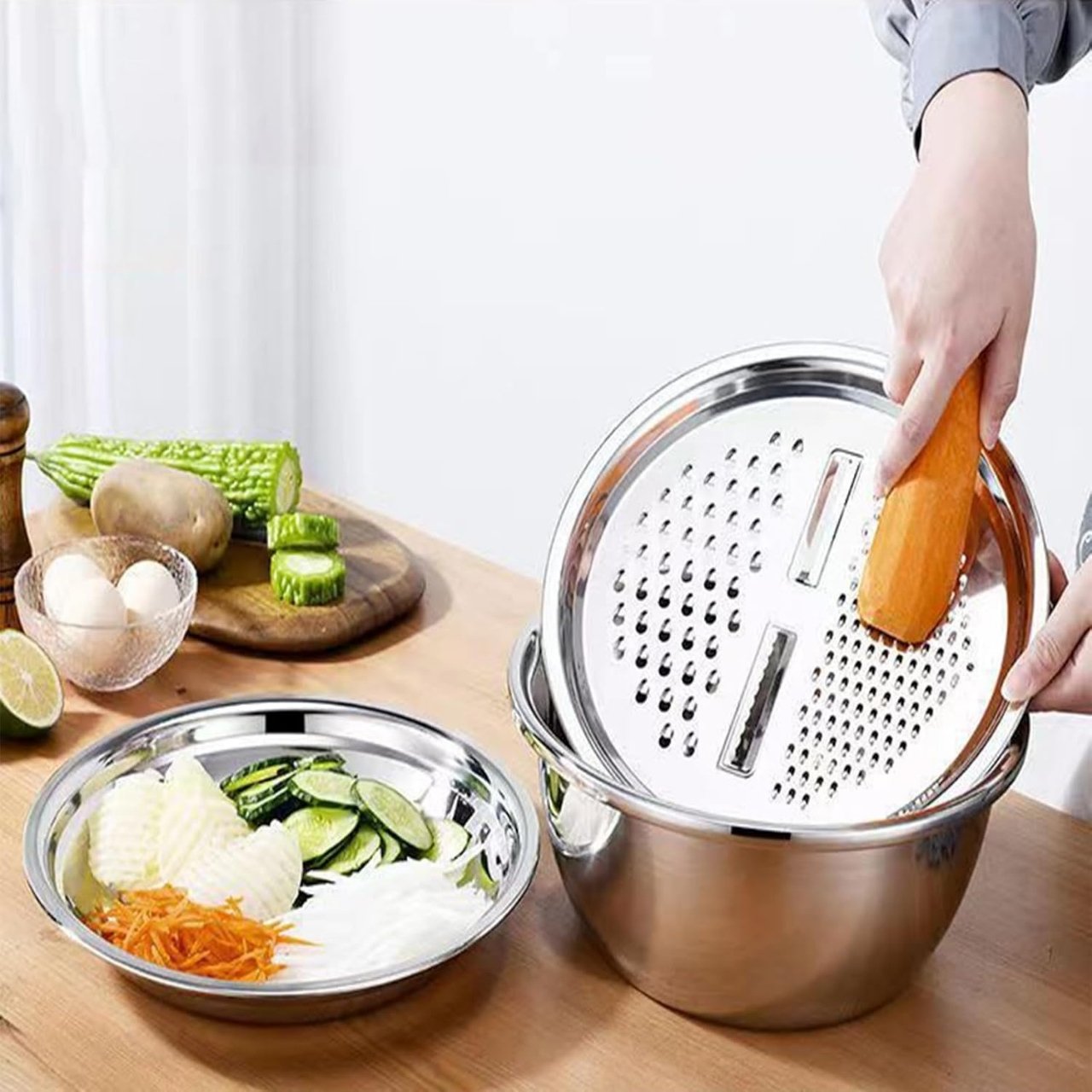 GraterBowl, 8-w-1 wielofunkcyjna skrobaczka kuchenna z miską - Image 10