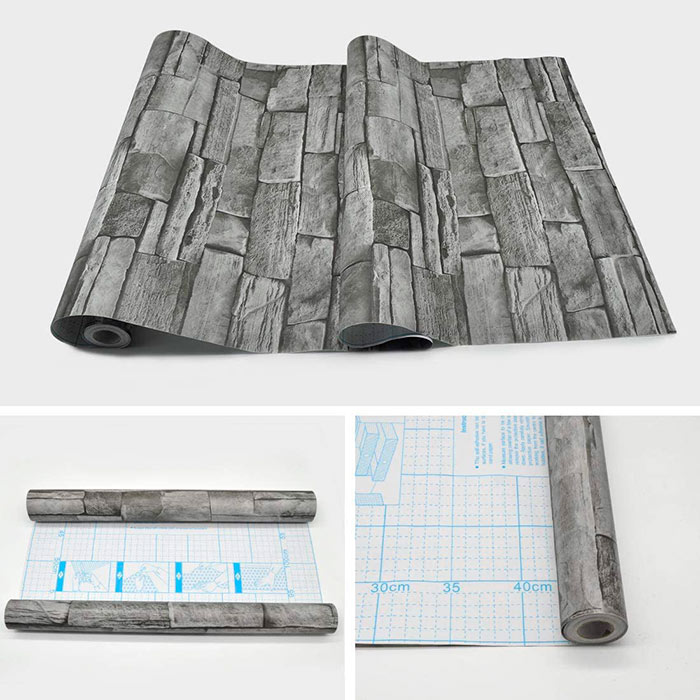 GreyBricks, samoprzylepne naklejki ścienne o wyglądzie szarej cegły 3D - Image 1