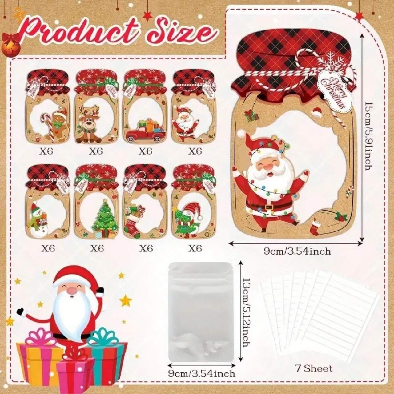JarGifts, Zestaw Kart Podarunkowych na Boże Narodzenie (48 szt.) - Image 3