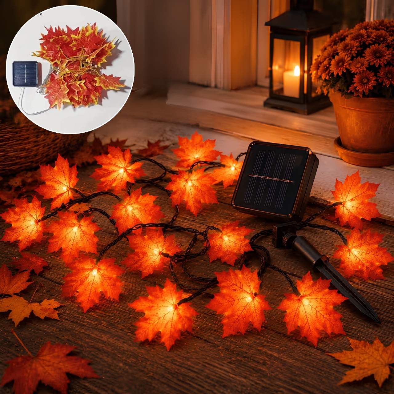 Solarna girlanda LED z jesiennymi liśćmi, MapleLeaf - Image 5