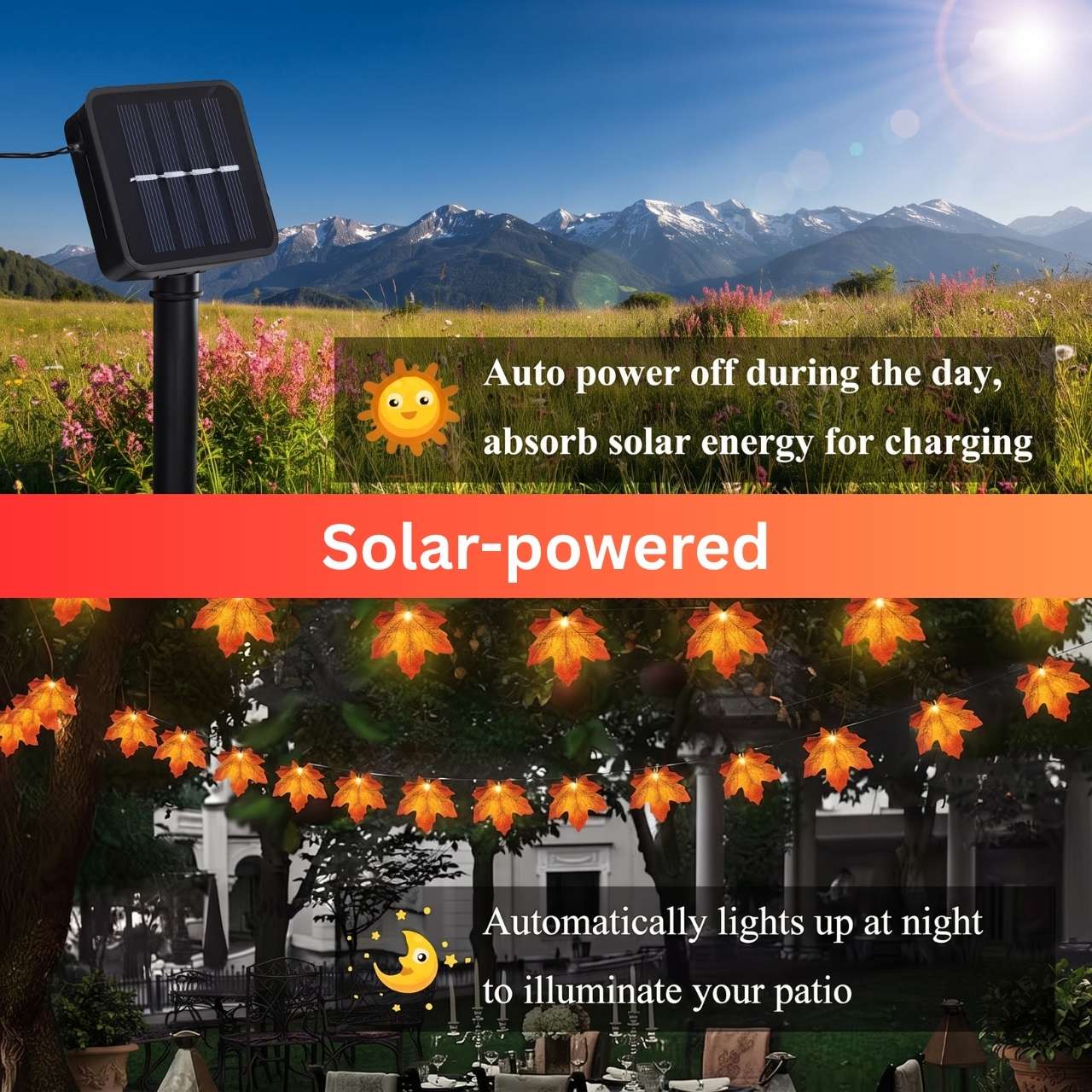 Solarna girlanda LED z jesiennymi liśćmi, MapleLeaf - Image 9