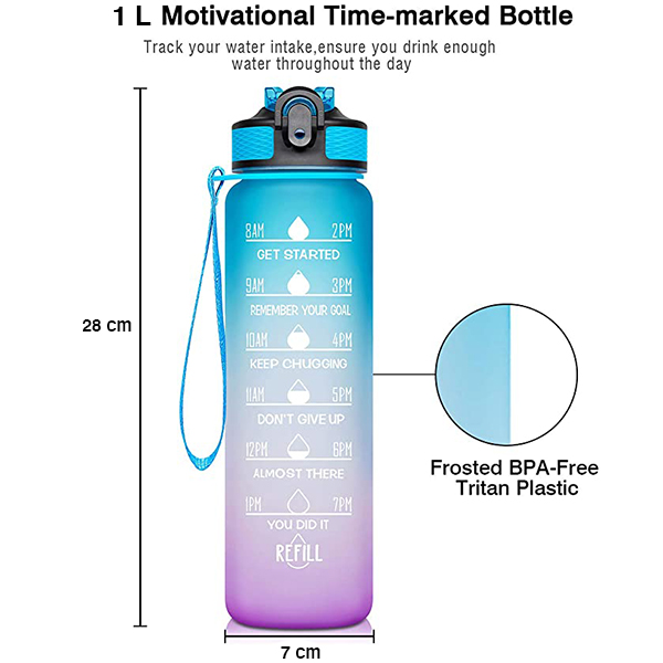 MotivationalBottle, butelka na wodę z motywacyjnymi cytatami i znacznikami czasu (1000 ml) - Image 4
