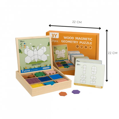 PUZZGEO, Magnetyczny drewniany zestaw puzzli (225 elementów) - Image 2