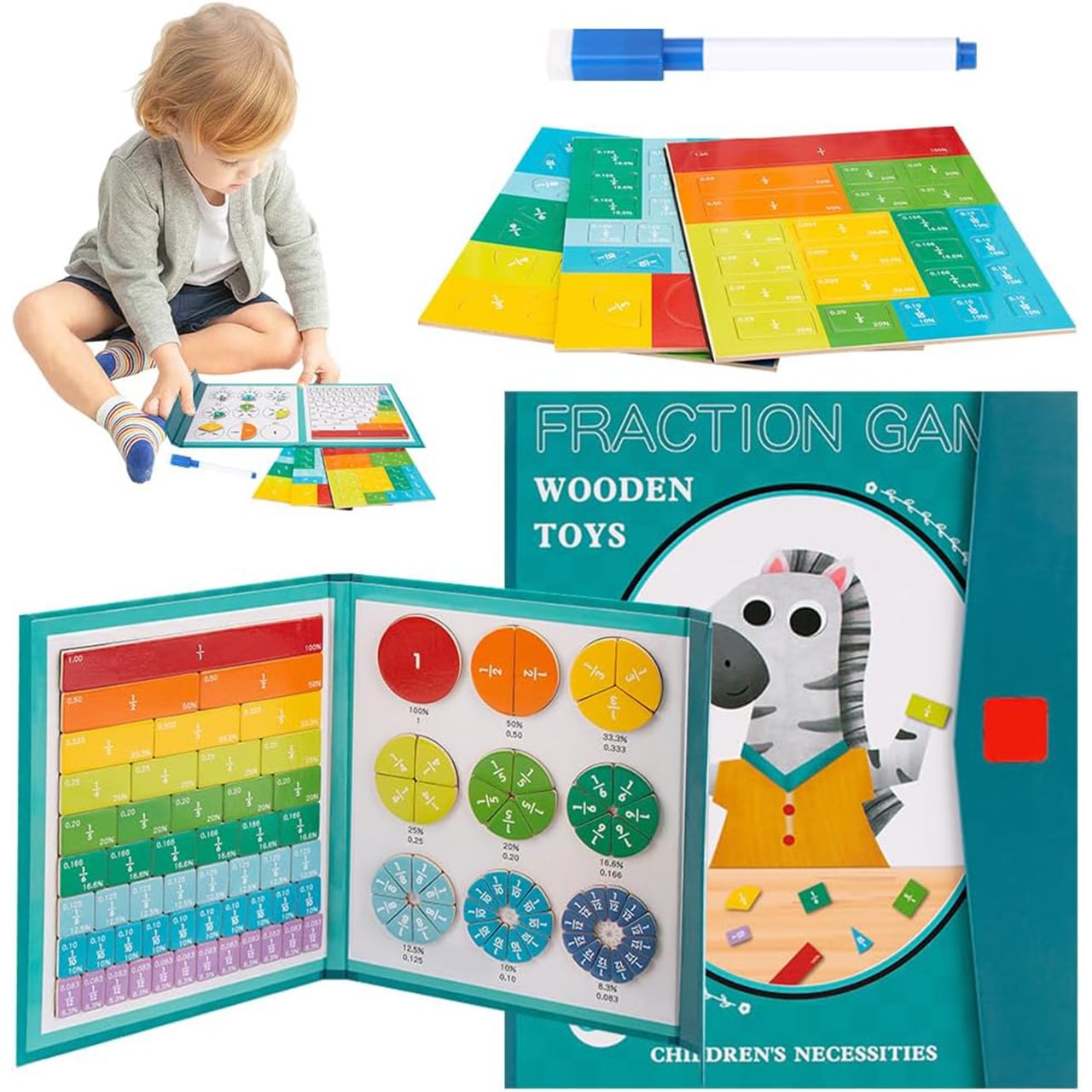 PracticeMath, zestaw do nauki ułamków z magnesami - Image 2