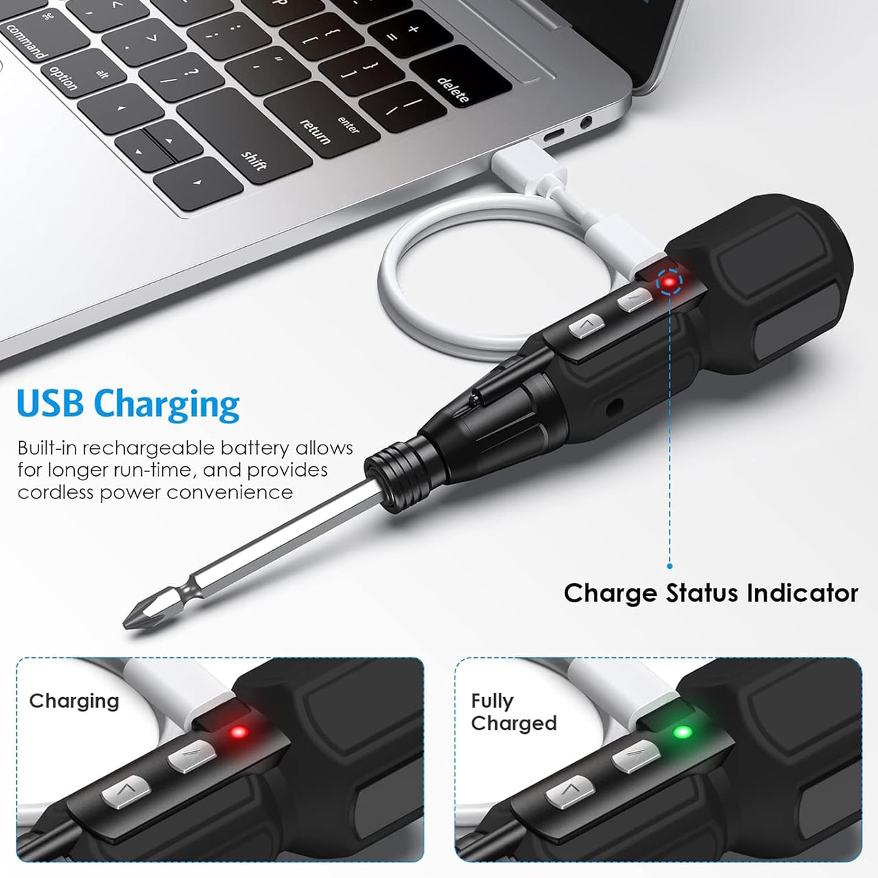 Ładowanie za pomocą kabla USB.
