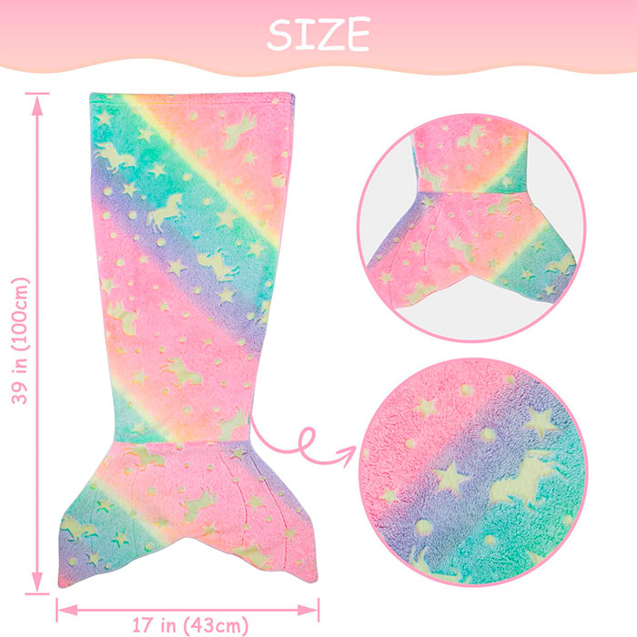 SparkleMermaid, zestaw prezentowy z kocem dla dziewczynki i zestawem do tworzenia diamentów i naklejek GRATIS - Image 4