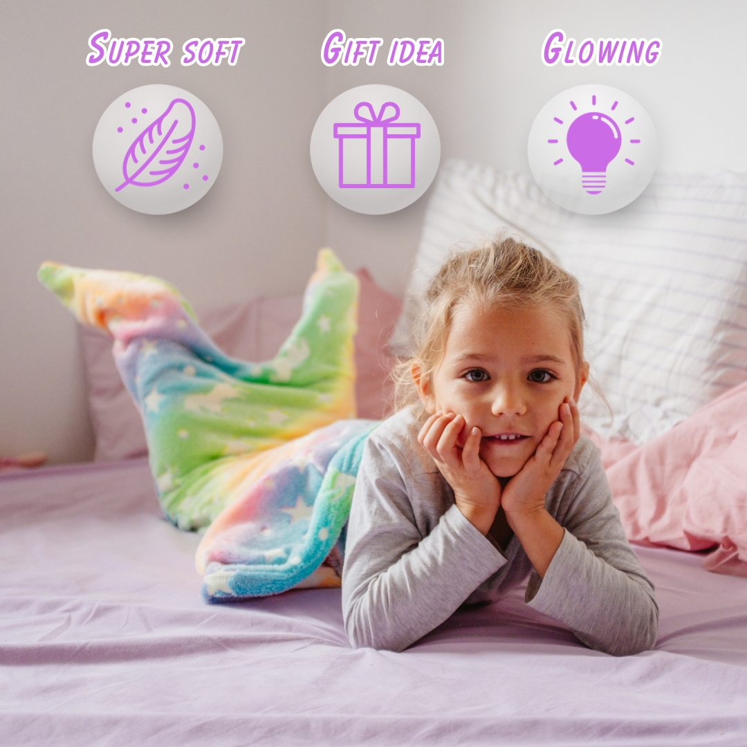 SparkleMermaid, zestaw prezentowy z kocem dla dziewczynki i zestawem do tworzenia diamentów i naklejek GRATIS - Image 7