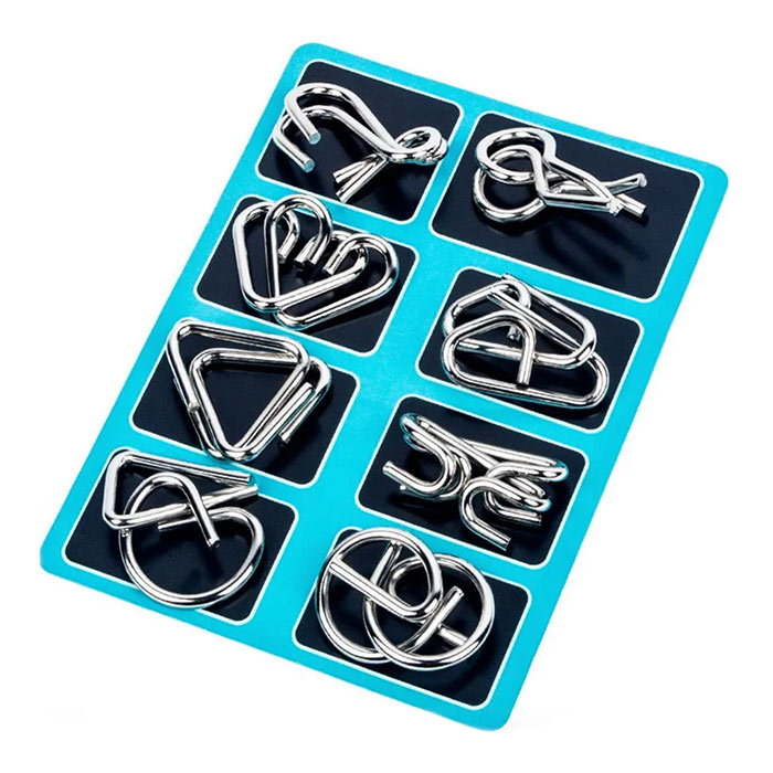 SpiralPuzzle Zestaw 8-częściowych metalowych łamigłówek - Image 1