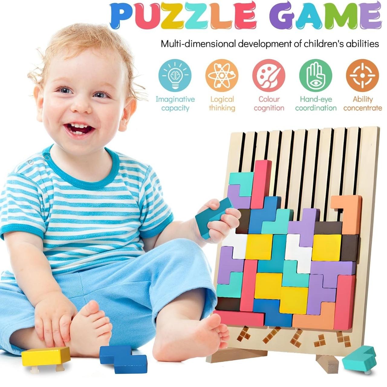 Tetris, drewniana zabawka dydaktyczna - Image 3