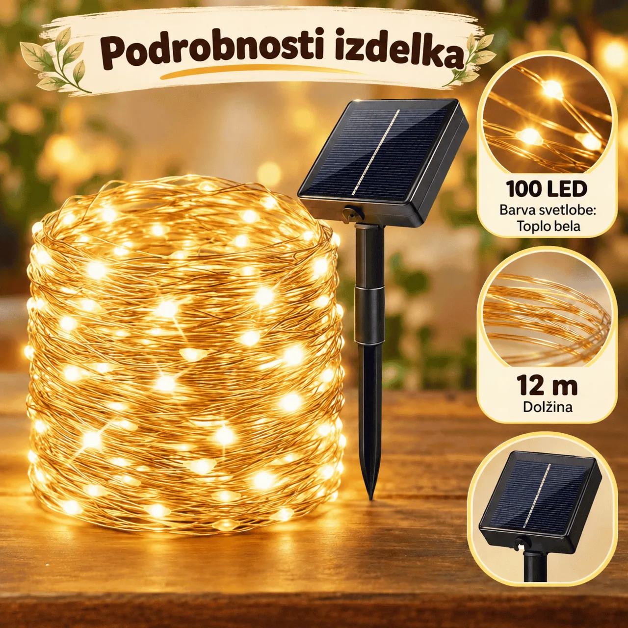 Solarne lampki LED na drucie (12 m), YardLights - Image 2