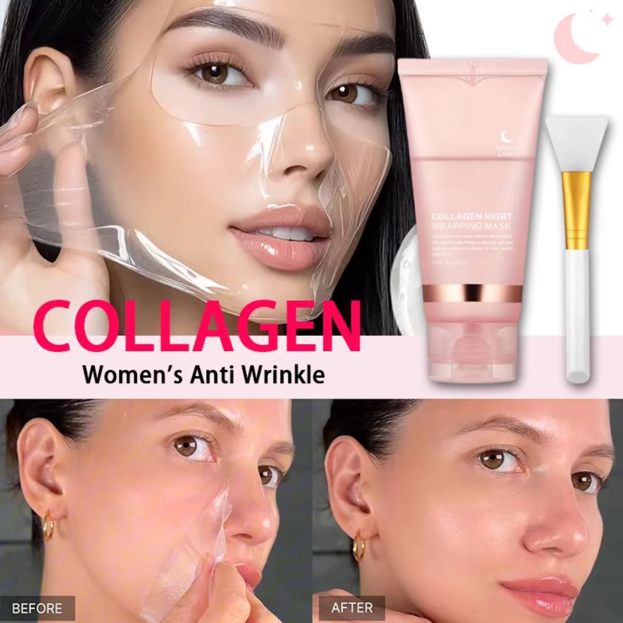 CollagenMask, kolagenowa maska do twarzy na noc typu peel-off (1+1 GRATIS) - Image 3