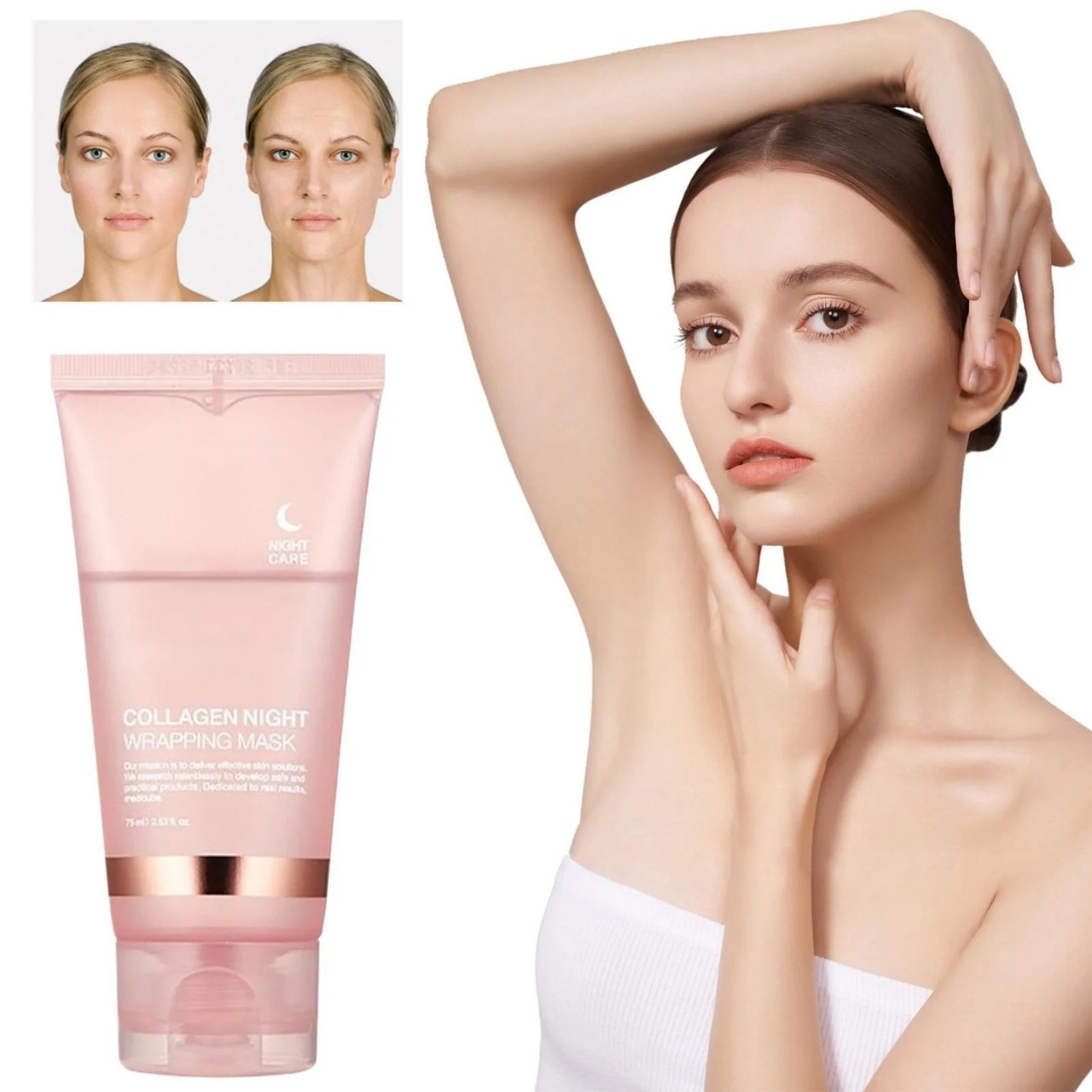 CollagenMask, kolagenowa maska do twarzy na noc typu peel-off (1+1 GRATIS) - Image 4