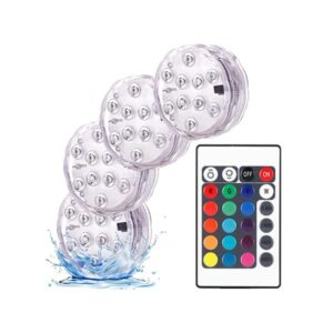 GlowWaterLights, 4 wodoodporne lampki LED z pilotem