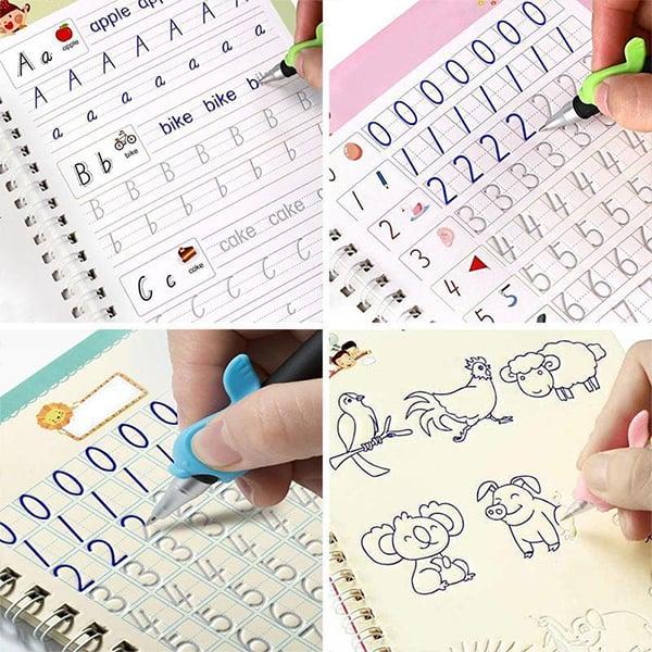 KidBook, 4-częściowy zestaw zeszytów do pisania i rysowania za pomocą Magic Pen, który automatycznie znika po wyschnięciu (1+1 ZA DARMO )